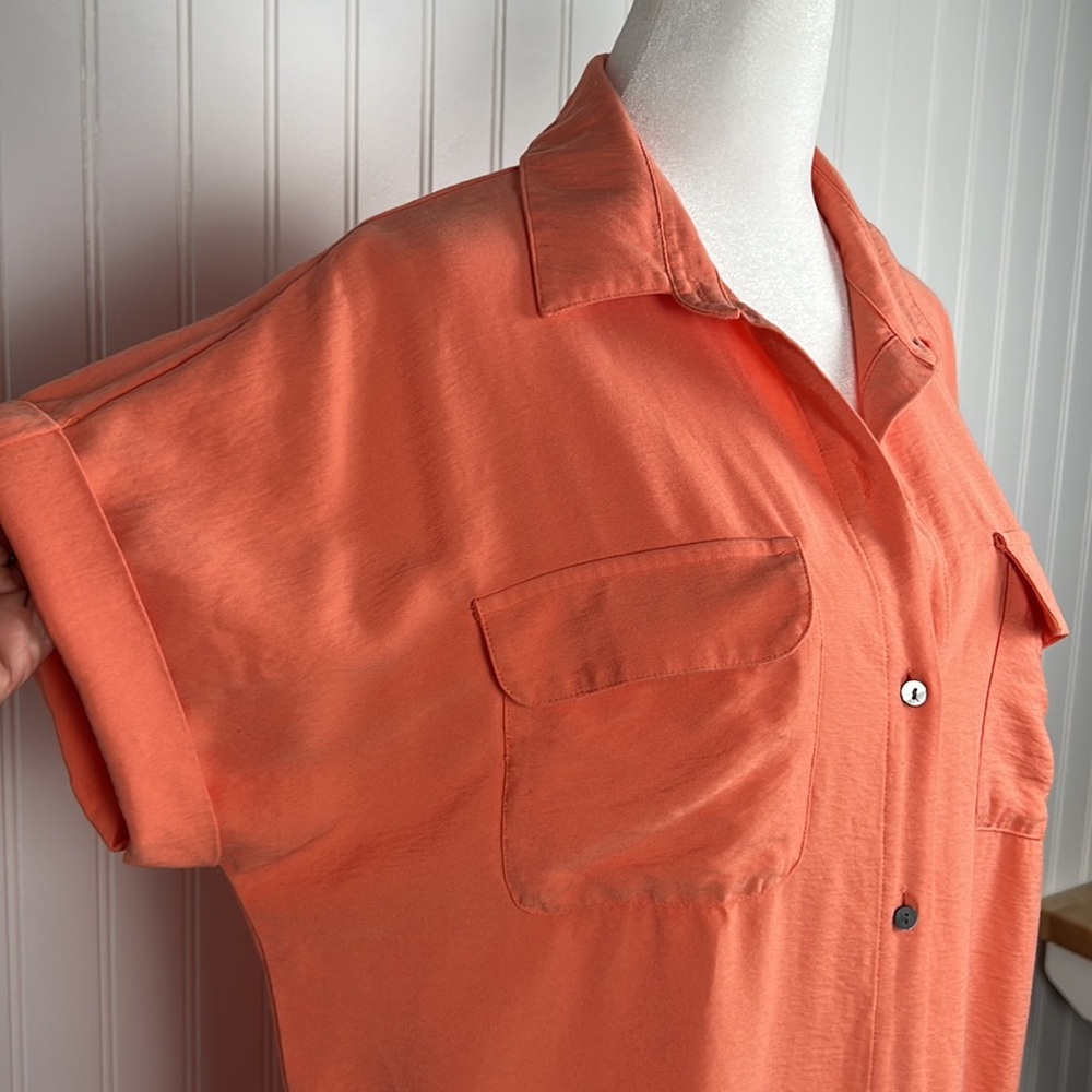 Ann Taylor Factory Orange Button-Down Dress - Picture 2 of 16